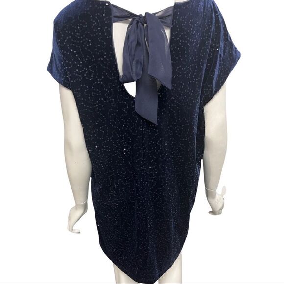 Oleg Cassini Blue Velvet W/Sequins Mini Dress‎ - Picture 3 of 5